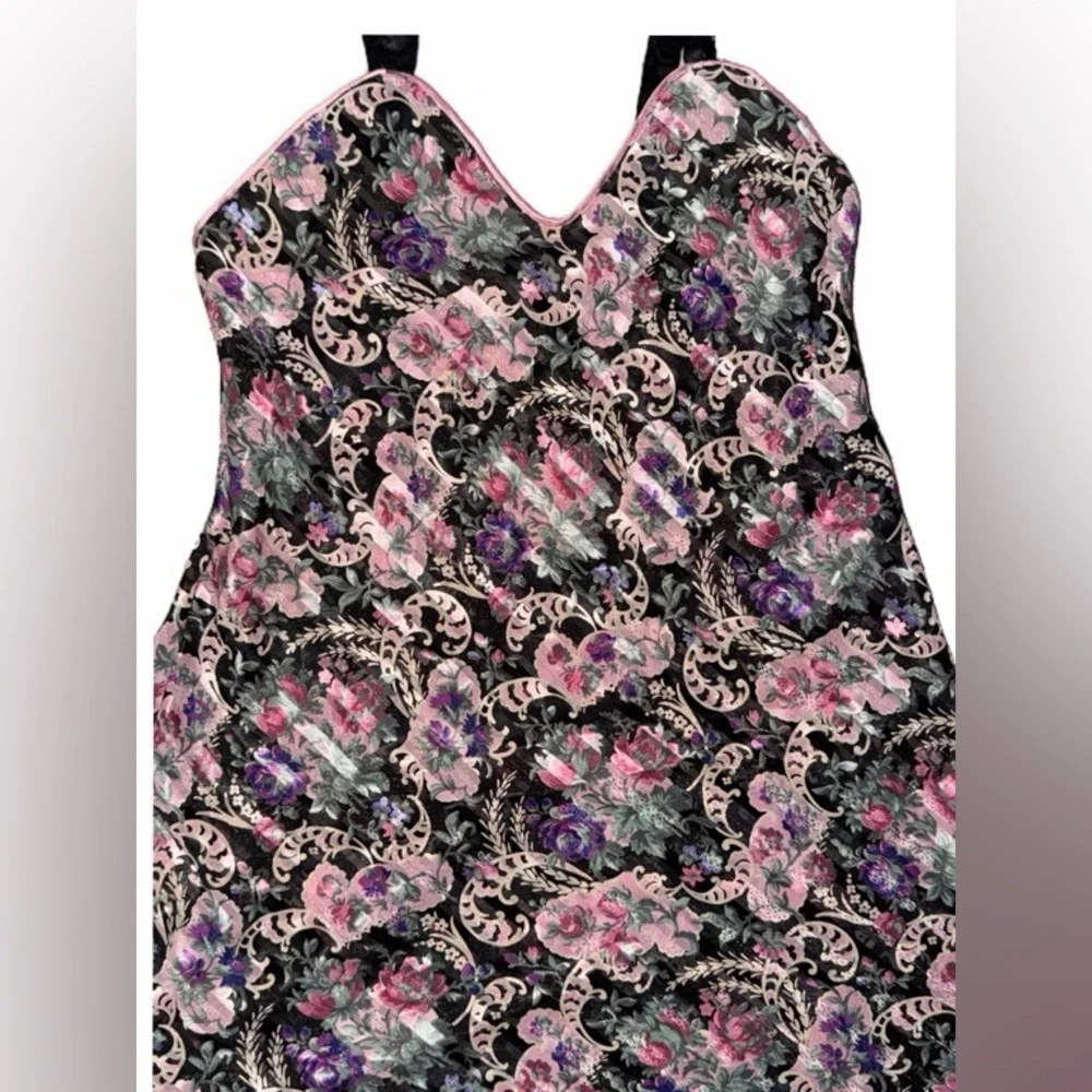 VTG EUC 💜Val Mode Floral Patterned Slip Chemise Dress - Picture 2 of 4